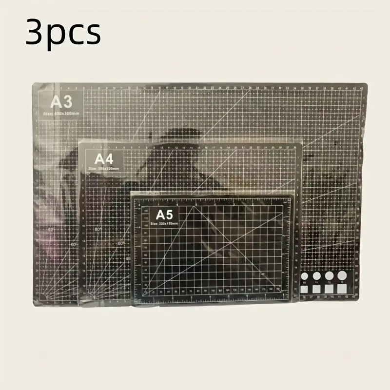 3pcs A3/A4/A5 Cutting Mats - Double Sided Grid Design for Crafts