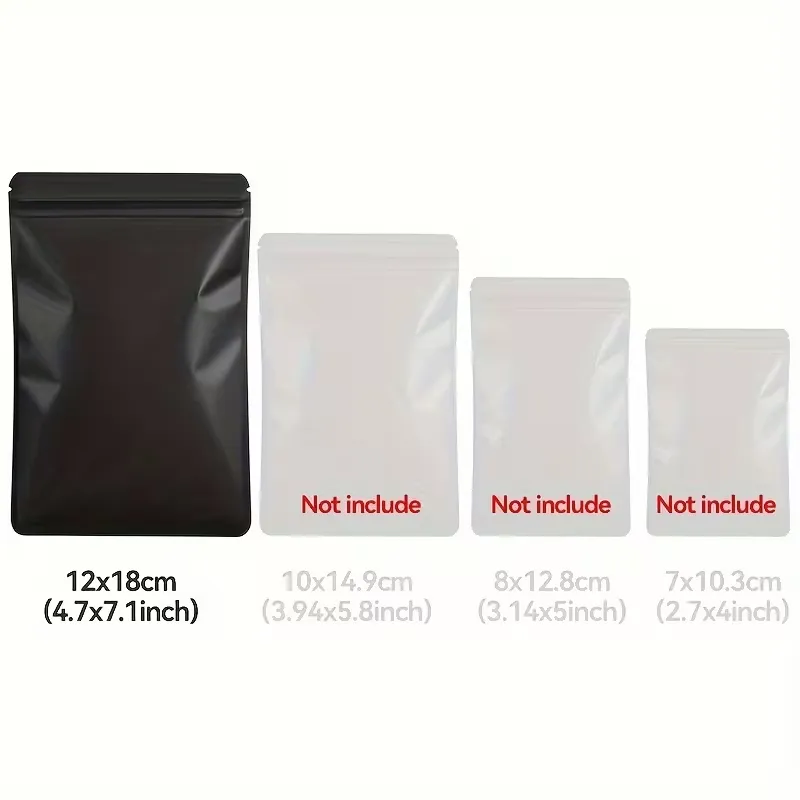 [EB000533] 4pcs for Zipper Lock Self Seal Flat Pouch for Zip Foil Lock Package Bag (Black); Used for Packaging of Jewelry, Phone Cases, Bracelets, Lip Gloss