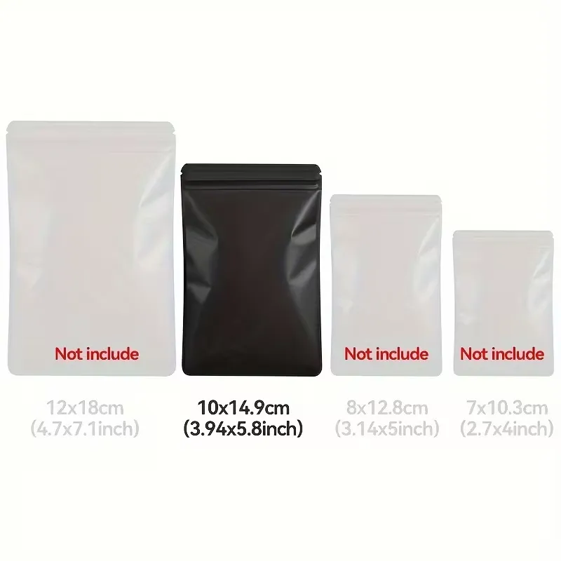 [EB000534] 4pcs for Zipper Lock Self Seal Flat Pouch for Zip Foil Lock Package Bag (Black); Used for Packaging of Jewelry, Phone Cases, Bracelets, Lip Gloss