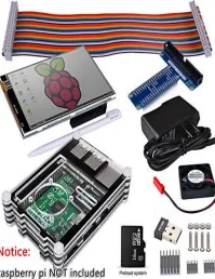 [EB000106] Raspberry Pi 3 B Complete Starter Kit V8 with USB Adapter+3.5 inch Touch Screen+16GB+Case+Power Supply+GPIO Board + Fan+ Heat Sink