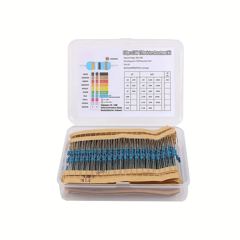[EB000120] 600 Pcs 1/4W 1% 30 Kinds Each Value Metal Film Resistor Assortment Kit Set pack electronic 'Without Plastic kit'