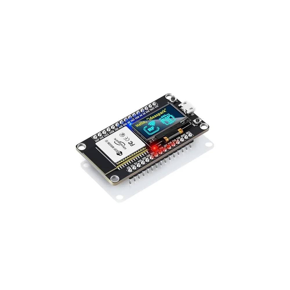 ESP32 Development Board Integrated 2.44 cm OLED Display, CH340 Driver, Wifi+Ble Wireless Module, And Micro USB Works for Arduino/Micropython (Pin Header Soldered)