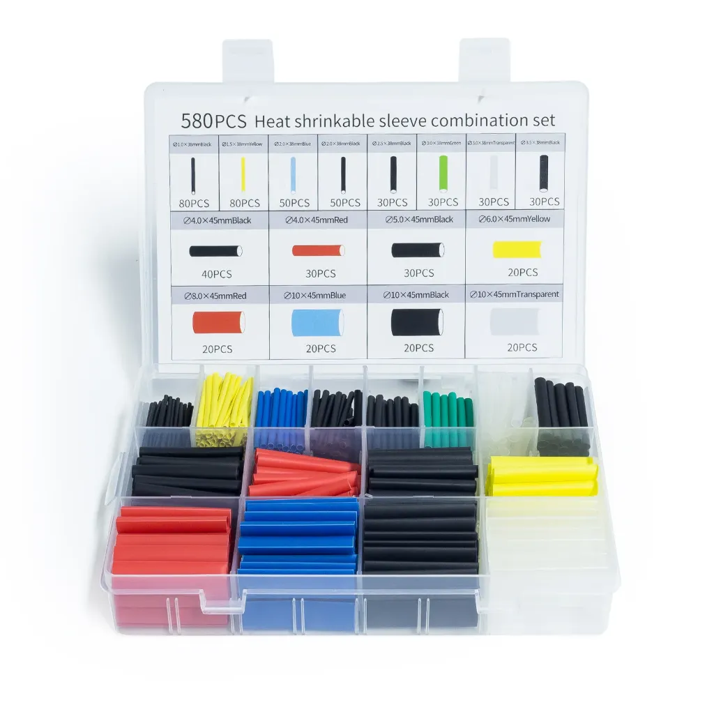[EB000535] 580pcs Heat Shrinkable Cable Sleeve Kit - Professional Wire Insulation, 2:1 Shrink Ratio, Electrical Connections, Durable Polyolefin, Variety of Sizes, UMLIFE