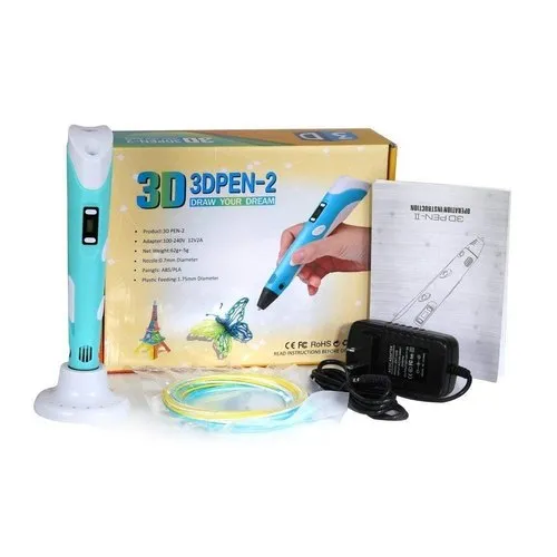 [EB000310] 2nd Generation LCD 3D Drawing Printing Pens 5V 3d Magic Pen Blue + US Plug